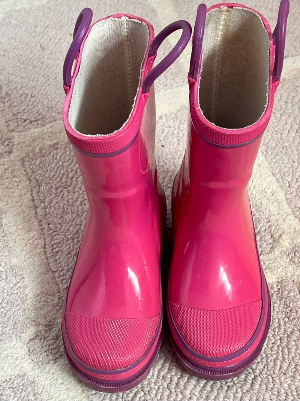 Western Chief Kids Pink Rain Boots with Purple Pull Tabs